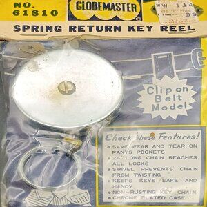 Globemaster Spring Return Key Reel No. 61810 Clip-On Belt Model Vintage Japan